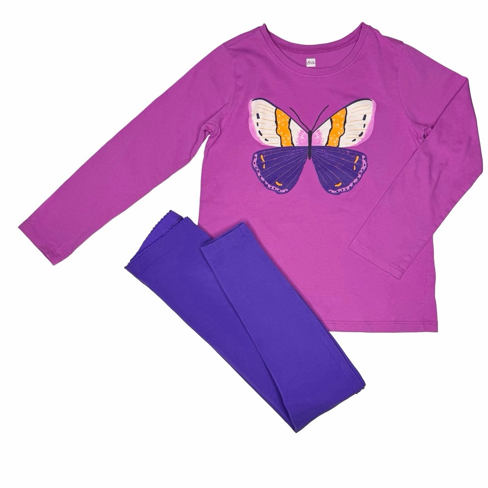 Tea Collection Butterfly Long Sleeve Tee And Solid Color Leggings
